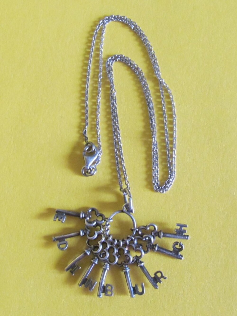 Sterling silver necklace with skeleton key charms Edinburgh
